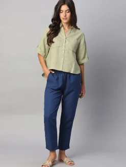 Women Cottonworld Tops & Shirts | Tops & Shirts^Women's 100% Linen Boxy Fit Blouse