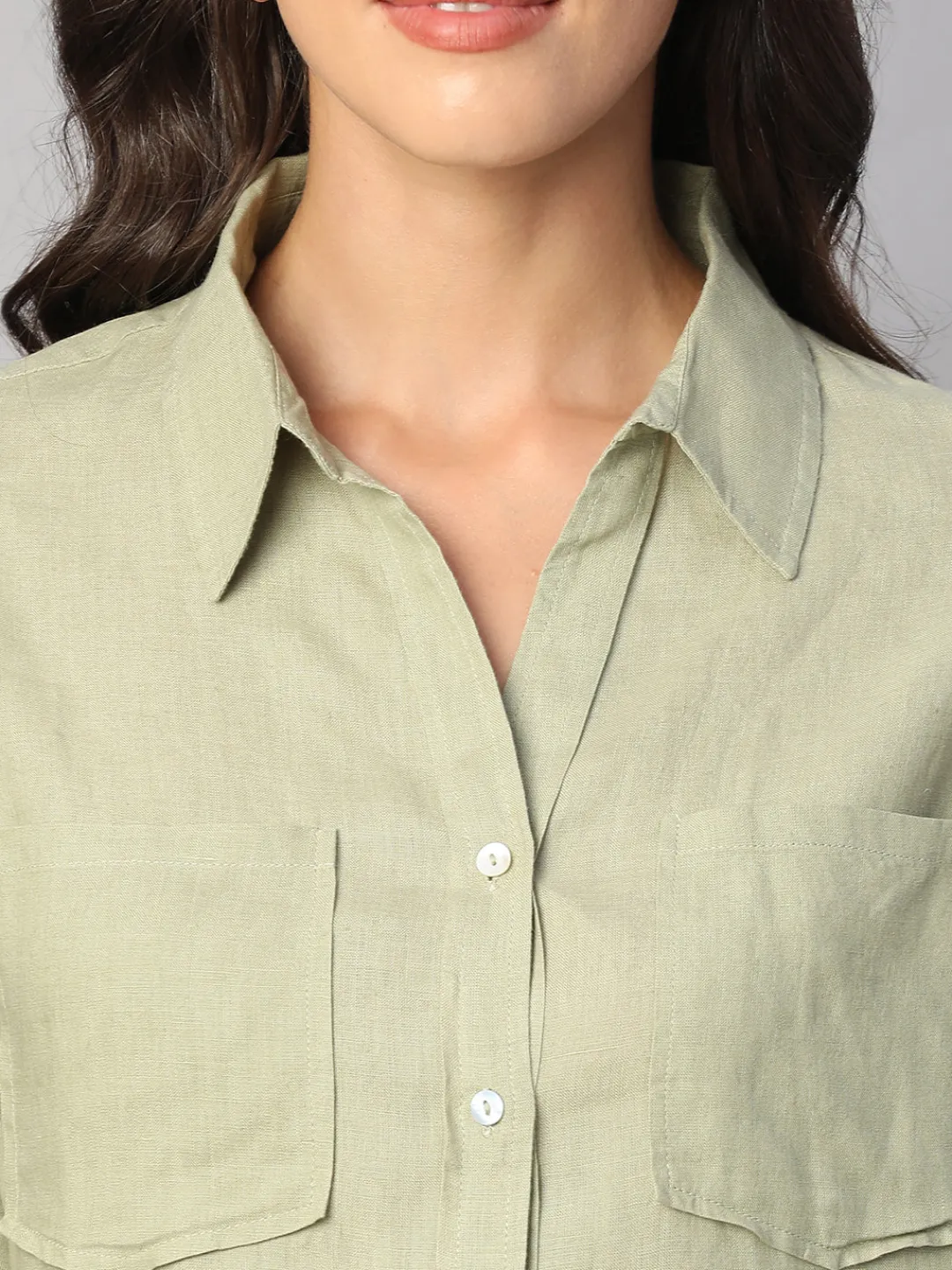 Women Cottonworld Tops & Shirts | Tops & Shirts^Women's 100% Linen Boxy Fit Blouse