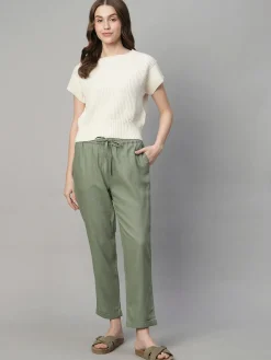 Women Cottonworld Pants | Pants^Women's Linen Viscose Regular Fit Pant