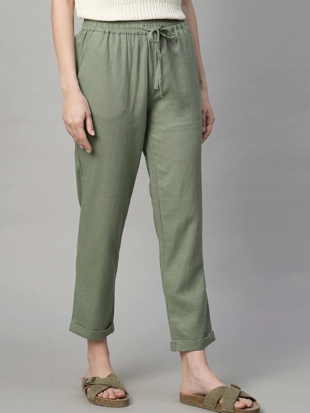 Women Cottonworld Pants | Pants^Women's Linen Viscose Regular Fit Pant