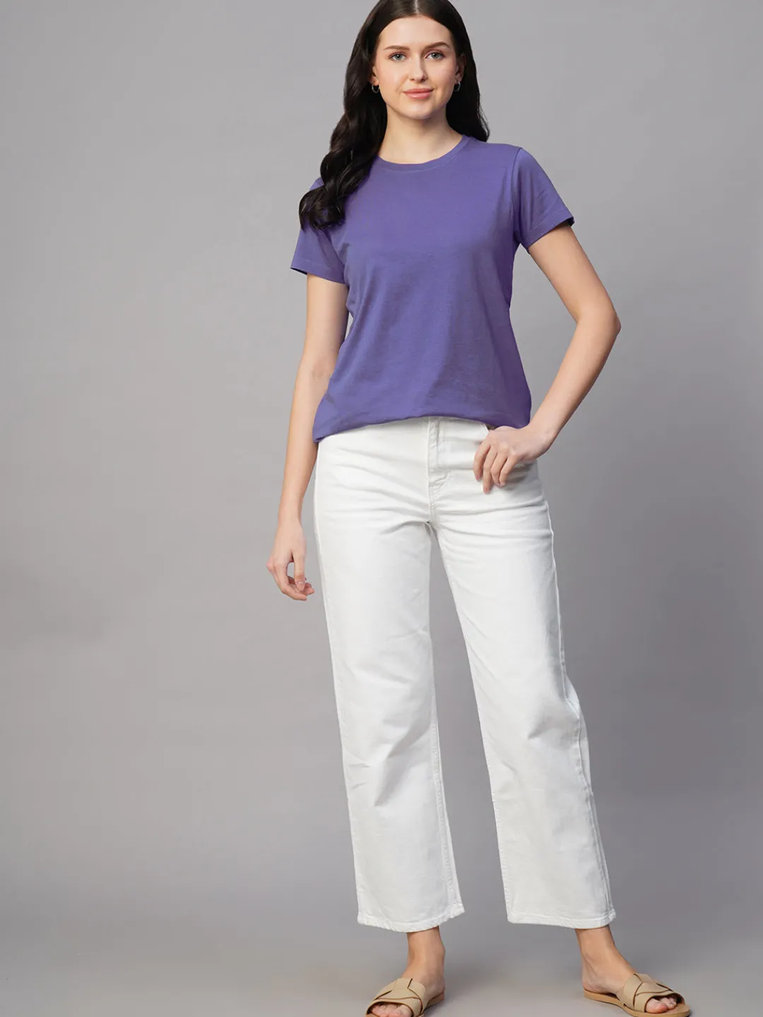 Women Cottonworld Round Neck | Regular Fit^Women's 100% Cotton Regular Fit Tshirt