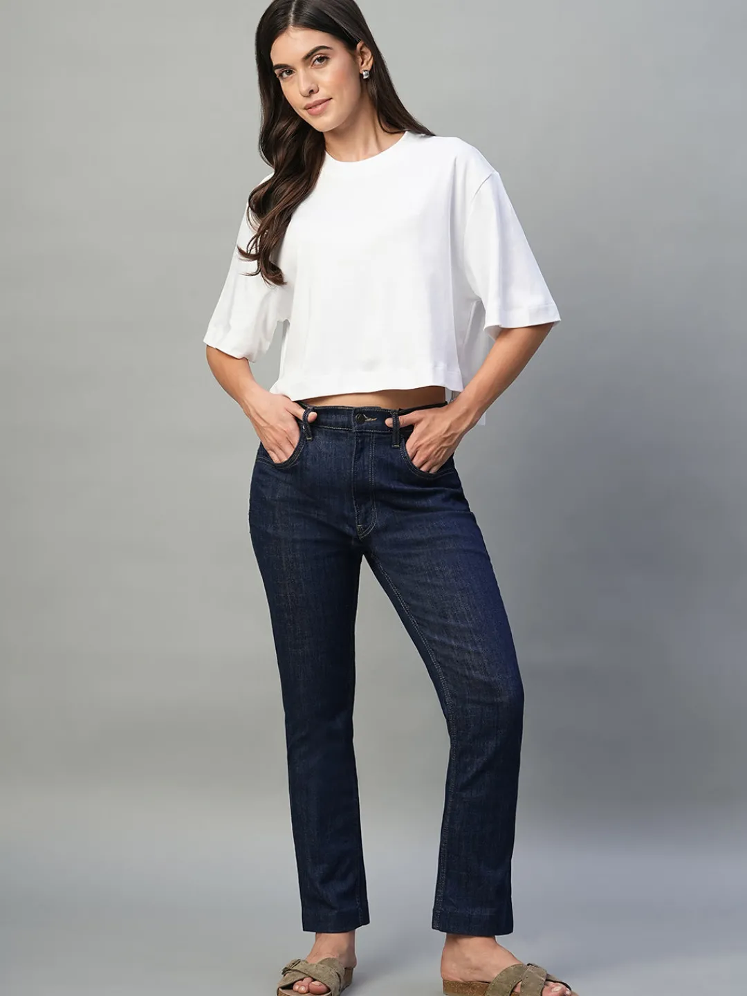 Women Cottonworld Round Neck^Women's 100% Cotton Boxy Fit Tshirt