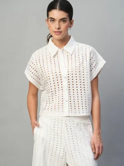 Women Cottonworld Womens Co-Ord Sets^Women's 100% Cotton Boxy Fit Blouse