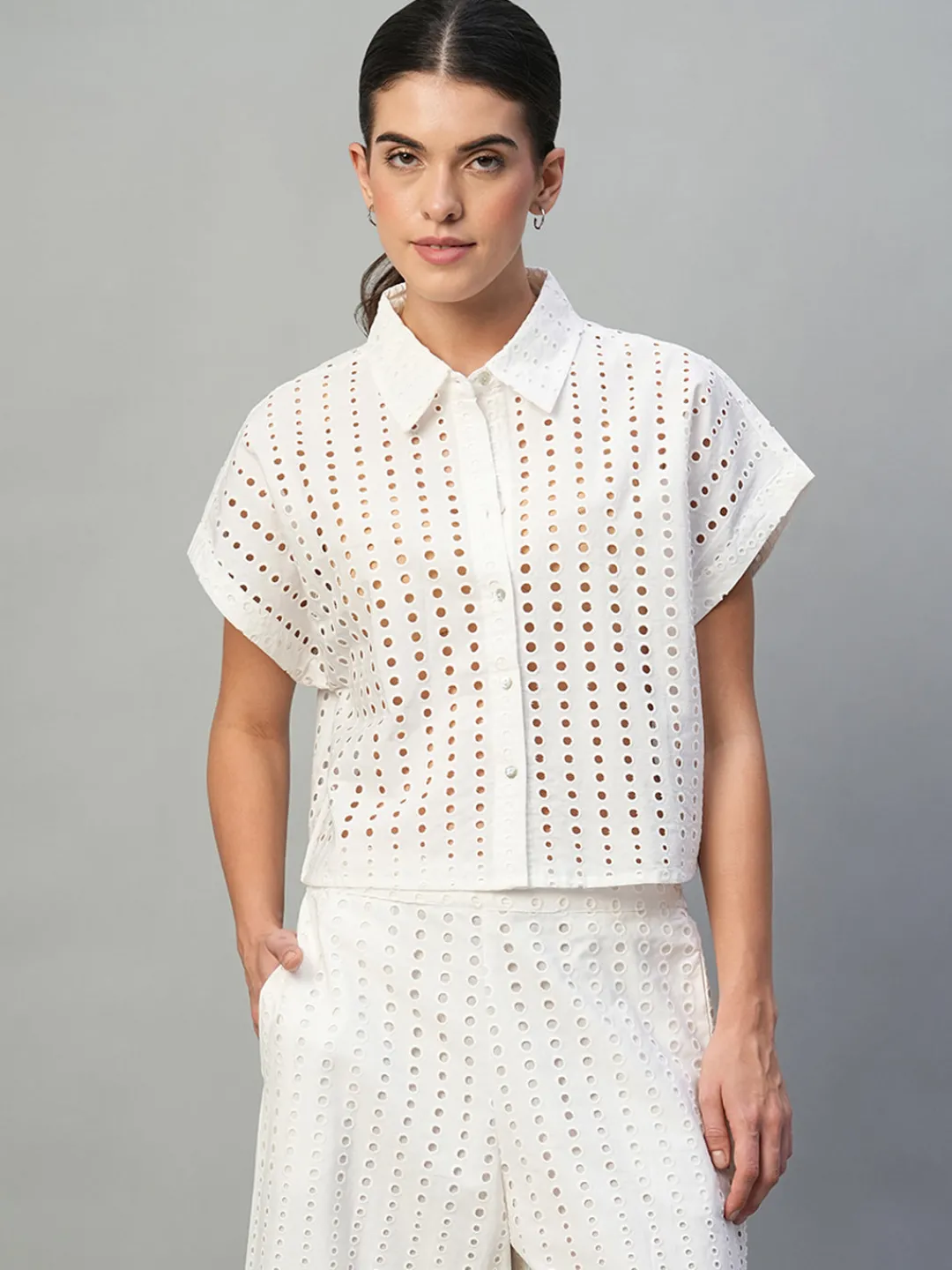 Women Cottonworld Womens Co-Ord Sets^Women's 100% Cotton Boxy Fit Blouse