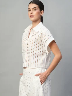 Women Cottonworld Womens Co-Ord Sets^Women's 100% Cotton Boxy Fit Blouse