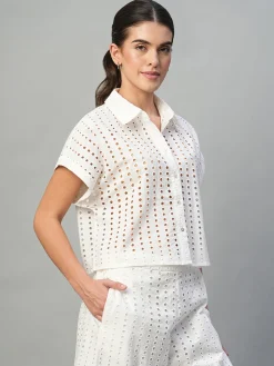 Women Cottonworld Womens Co-Ord Sets^Women's 100% Cotton Boxy Fit Blouse