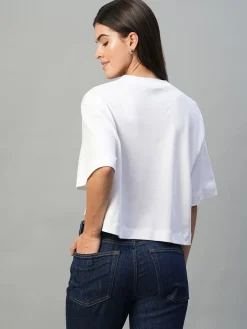 Women Cottonworld Round Neck^Women's 100% Cotton Boxy Fit Tshirt