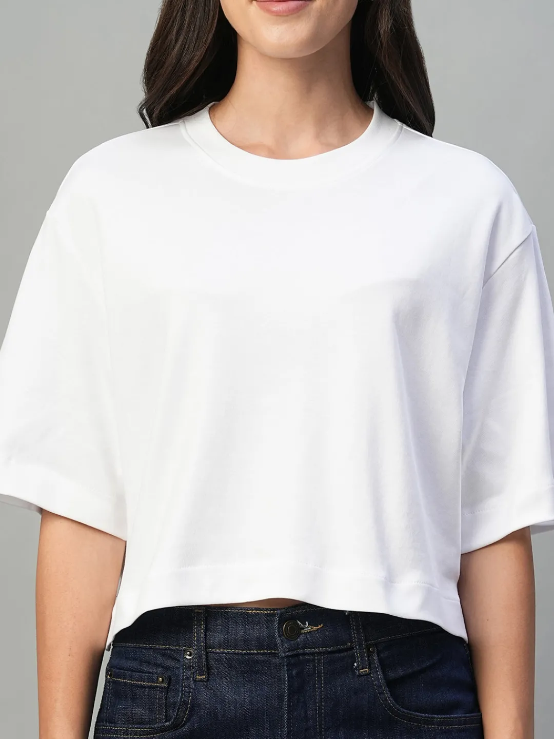 Women Cottonworld Round Neck^Women's 100% Cotton Boxy Fit Tshirt