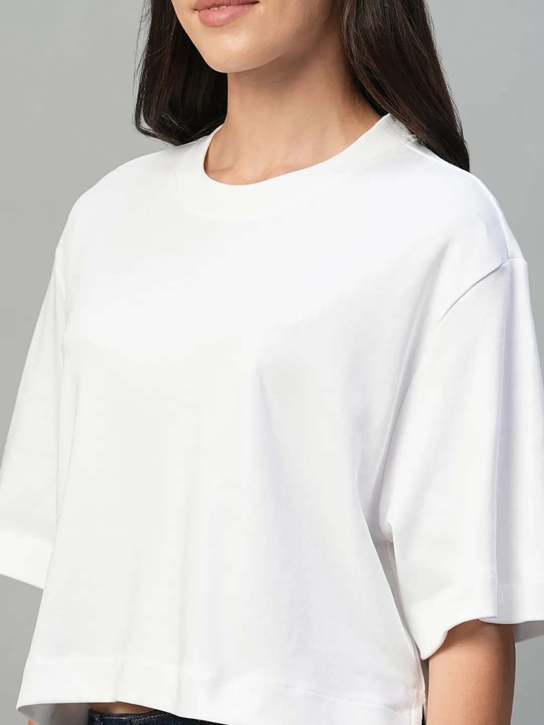 Women Cottonworld Round Neck^Women's 100% Cotton Boxy Fit Tshirt
