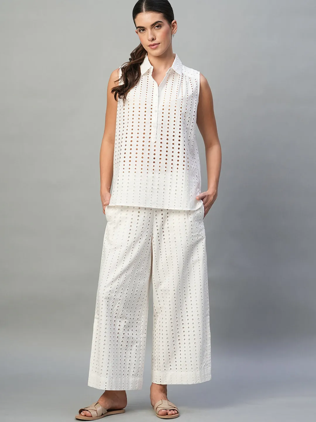 Women Cottonworld Womens Co-Ord Sets^Women's 100% Cotton Regular Fit Blouse