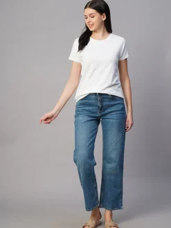 Women Cottonworld Round Neck | Regular Fit^Women's 100% Cotton Regular Fit Tshirt
