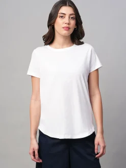 Women Cottonworld Round Neck | Regular Fit^Women's 100% Cotton Regular Fit Tshirt