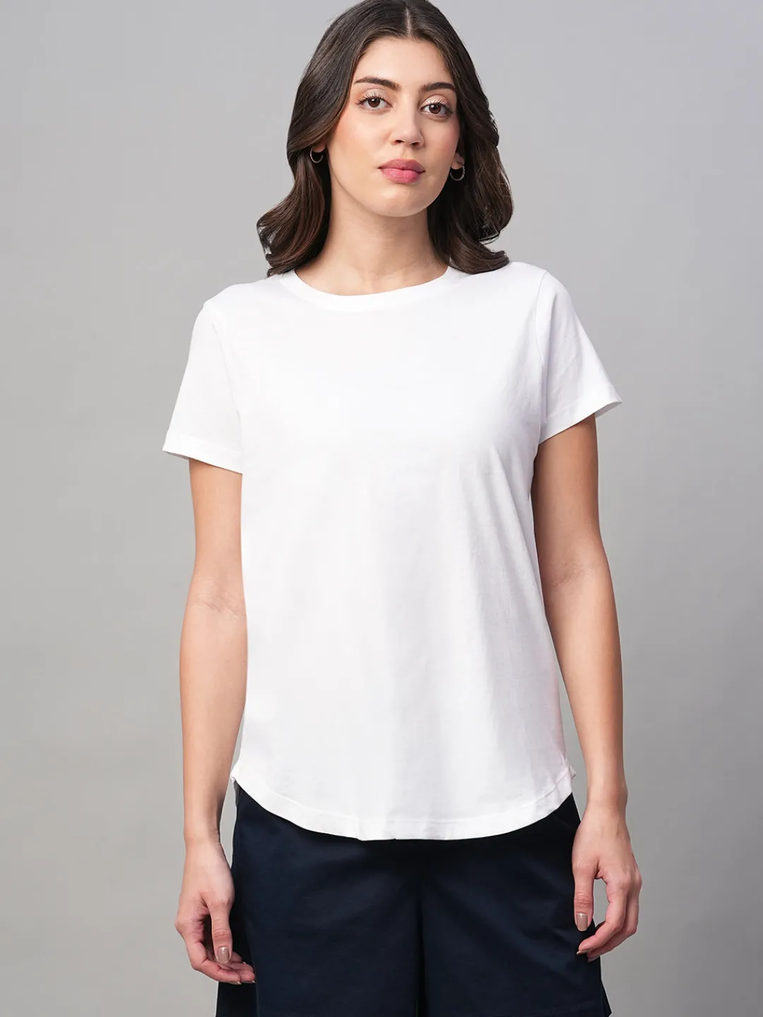 Women Cottonworld Round Neck | Regular Fit^Women's 100% Cotton Regular Fit Tshirt