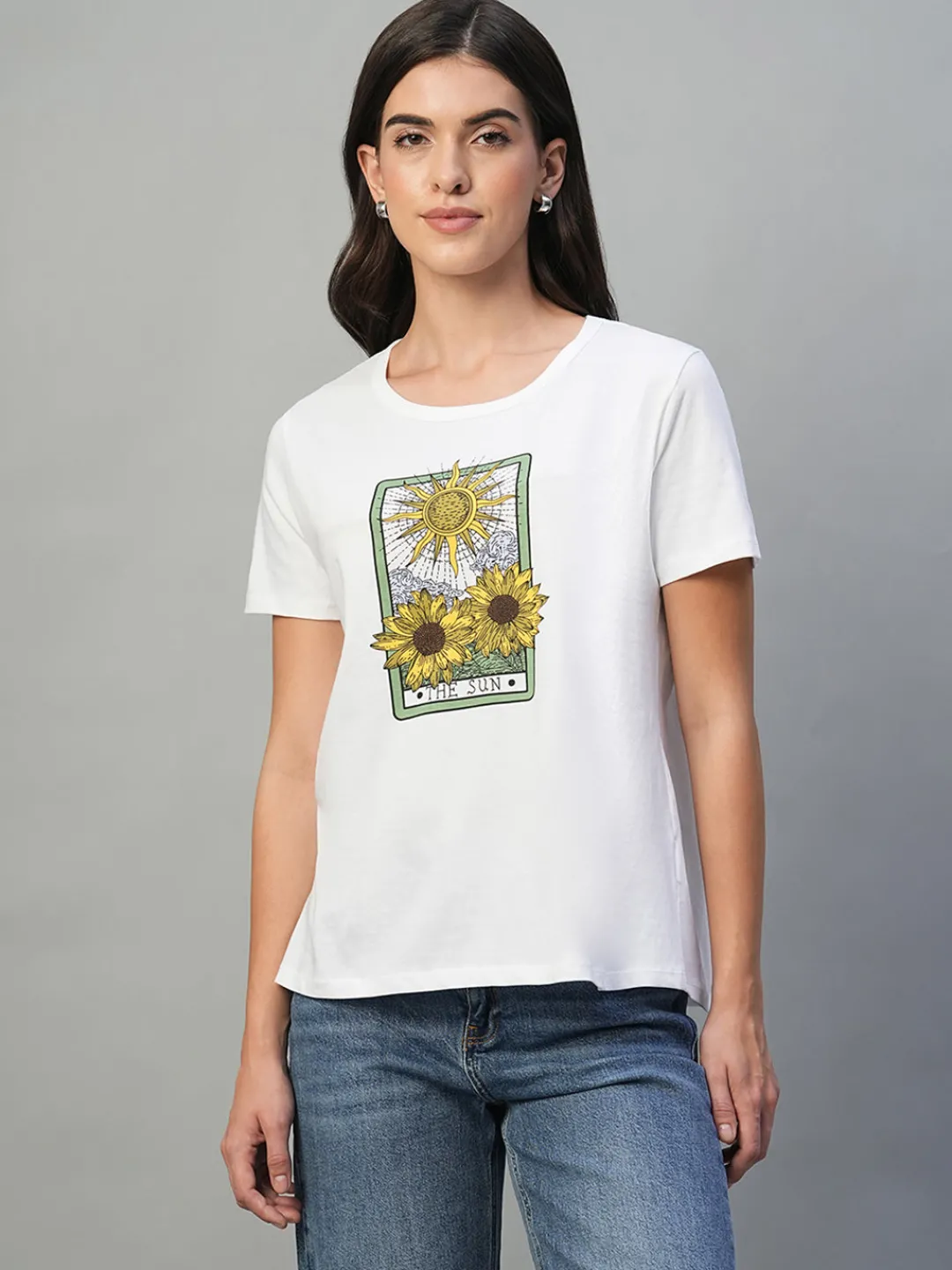 Women Cottonworld Round Neck | Regular Fit^Women's 100% Cotton Regular Fit Tshirt