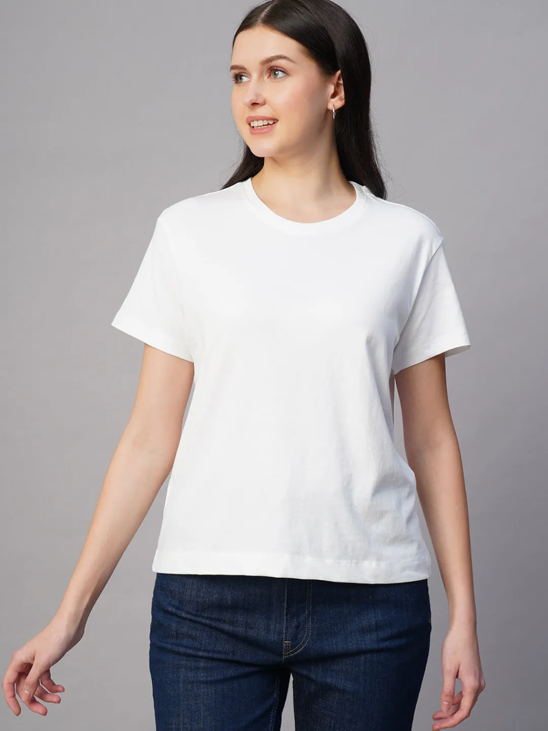 Women Cottonworld Round Neck | Regular Fit^Women's 100% Cotton Regular Fit Tshirt