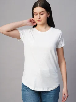 Women Cottonworld Round Neck | Regular Fit^Women's 100% Cotton Regular Fit Tshirt