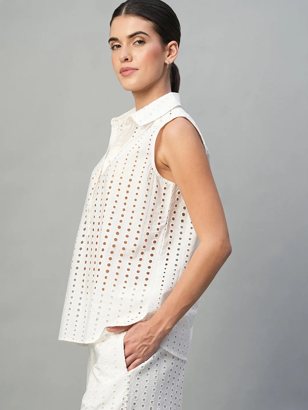 Women Cottonworld Womens Co-Ord Sets^Women's 100% Cotton Regular Fit Blouse