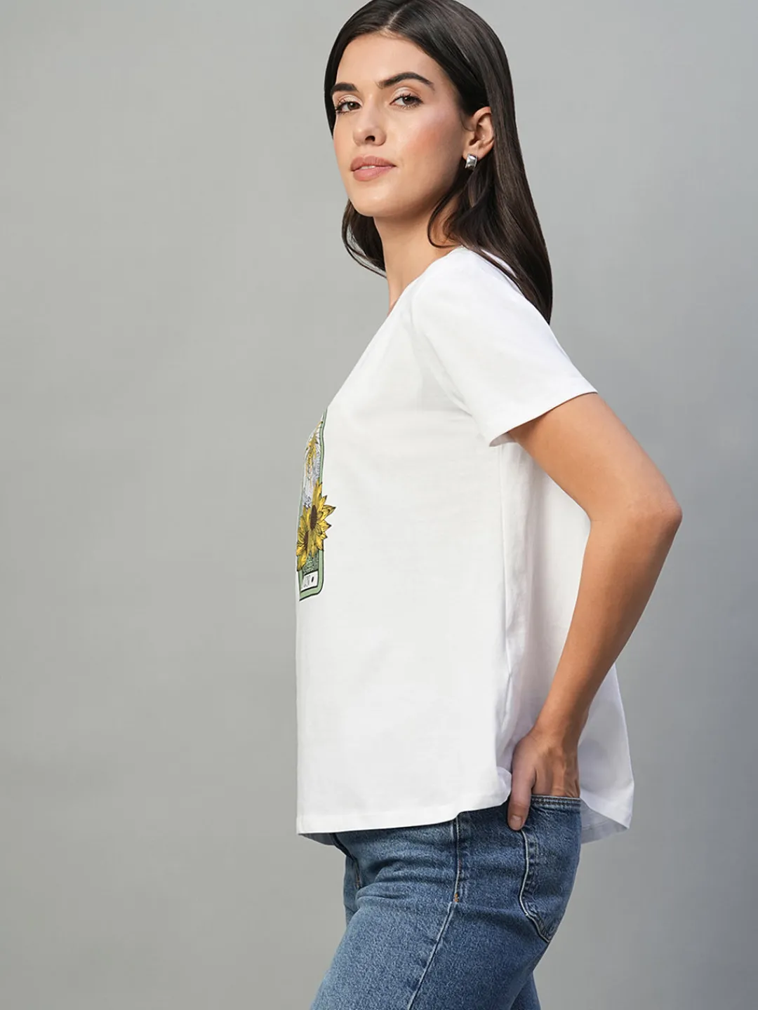 Women Cottonworld Round Neck | Regular Fit^Women's 100% Cotton Regular Fit Tshirt