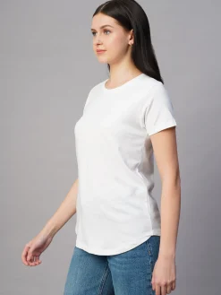 Women Cottonworld Round Neck | Regular Fit^Women's 100% Cotton Regular Fit Tshirt