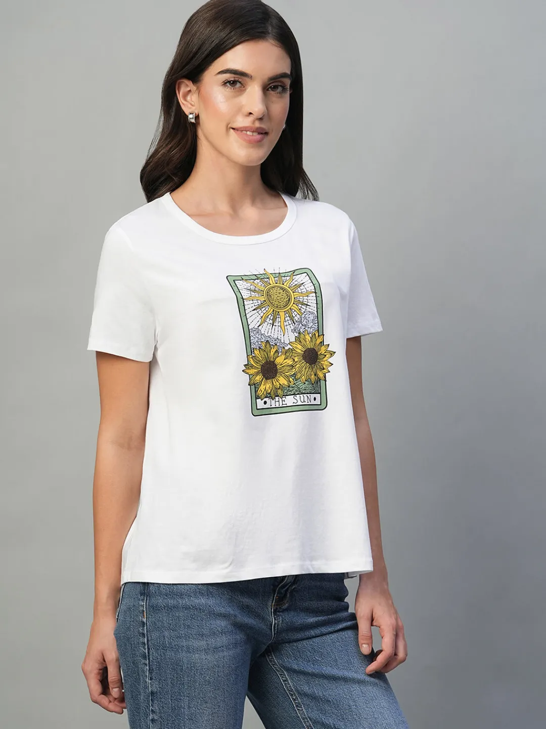 Women Cottonworld Round Neck | Regular Fit^Women's 100% Cotton Regular Fit Tshirt
