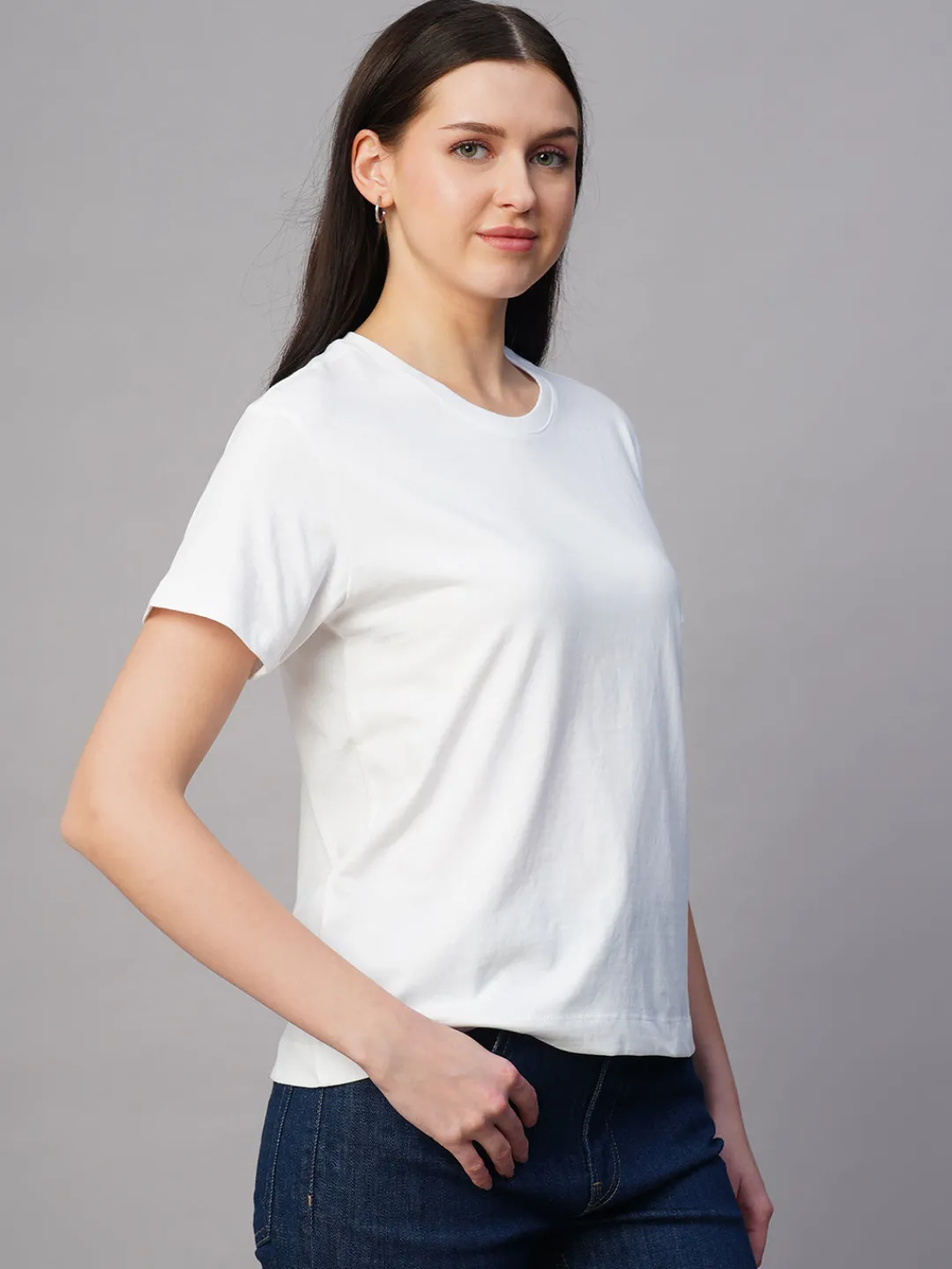 Women Cottonworld Round Neck | Regular Fit^Women's 100% Cotton Regular Fit Tshirt