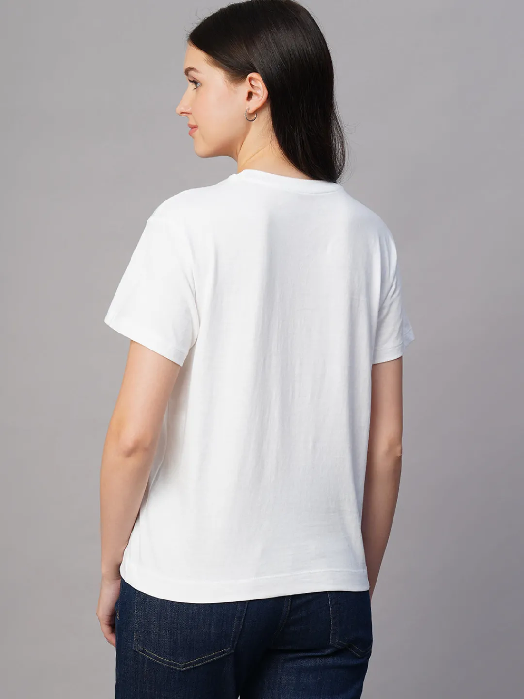 Women Cottonworld Round Neck | Regular Fit^Women's 100% Cotton Regular Fit Tshirt