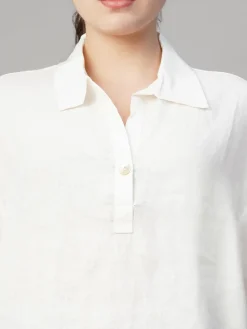 Women Cottonworld Tops & Shirts | Tops & Shirts^Women's 100% Linen Boxy Fit Blouse