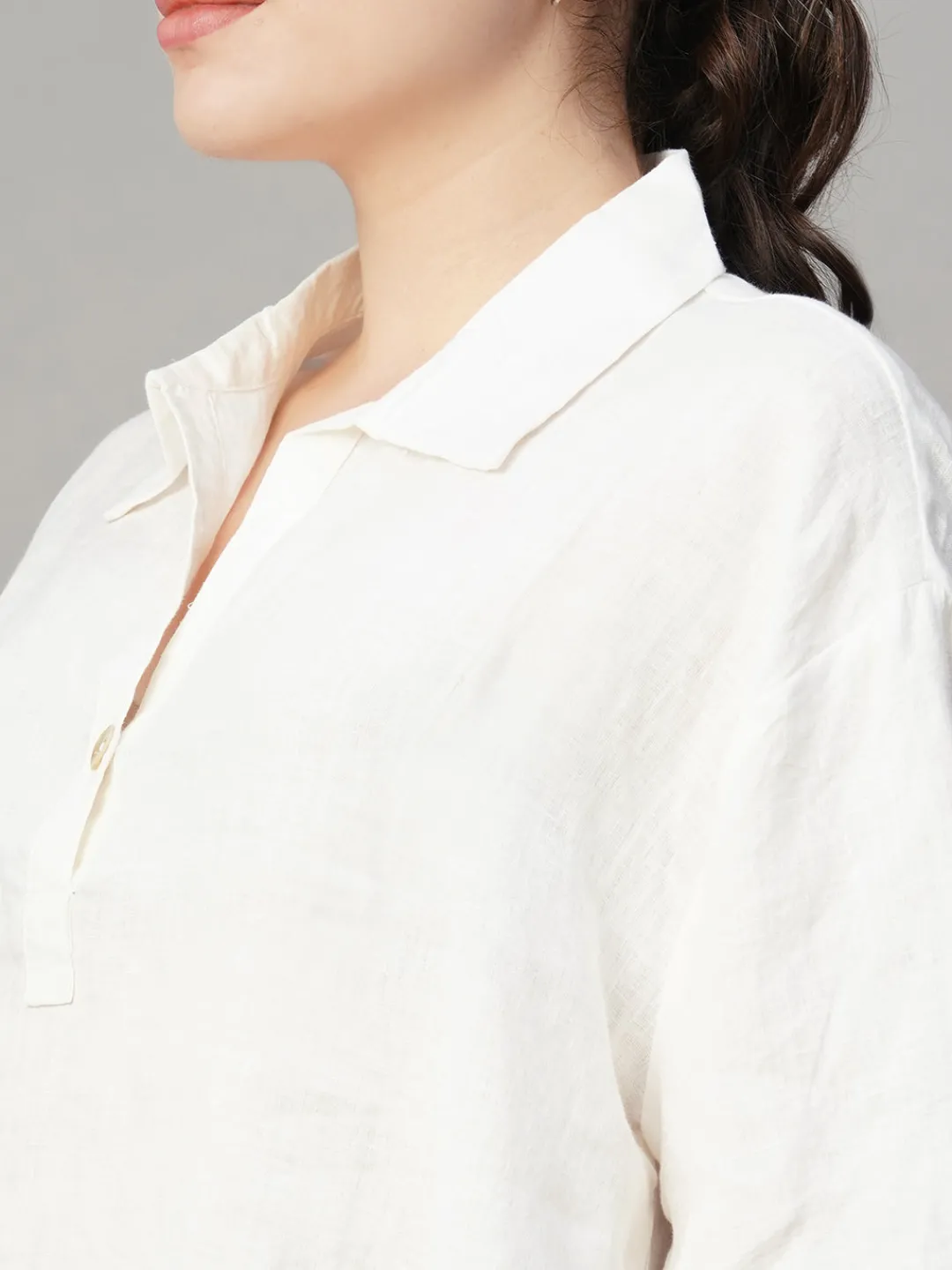 Women Cottonworld Tops & Shirts | Tops & Shirts^Women's 100% Linen Boxy Fit Blouse