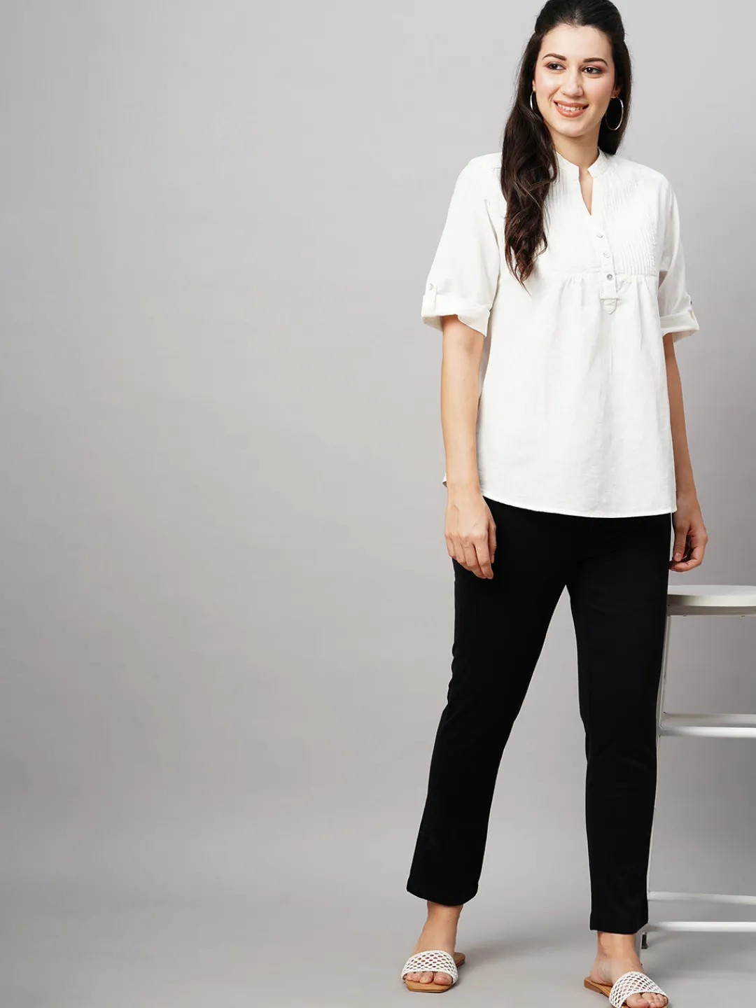 Women Cottonworld Tops & Shirts | Tops & Shirts^Women's 100% Linen Regular Fit Blouse