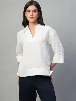 Women Cottonworld Tops & Shirts | Tops & Shirts^Women's 100% Linen Regular Fit Blouse