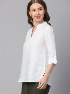 Women Cottonworld Tops & Shirts | Tops & Shirts^Women's 100% Linen Regular Fit Blouse