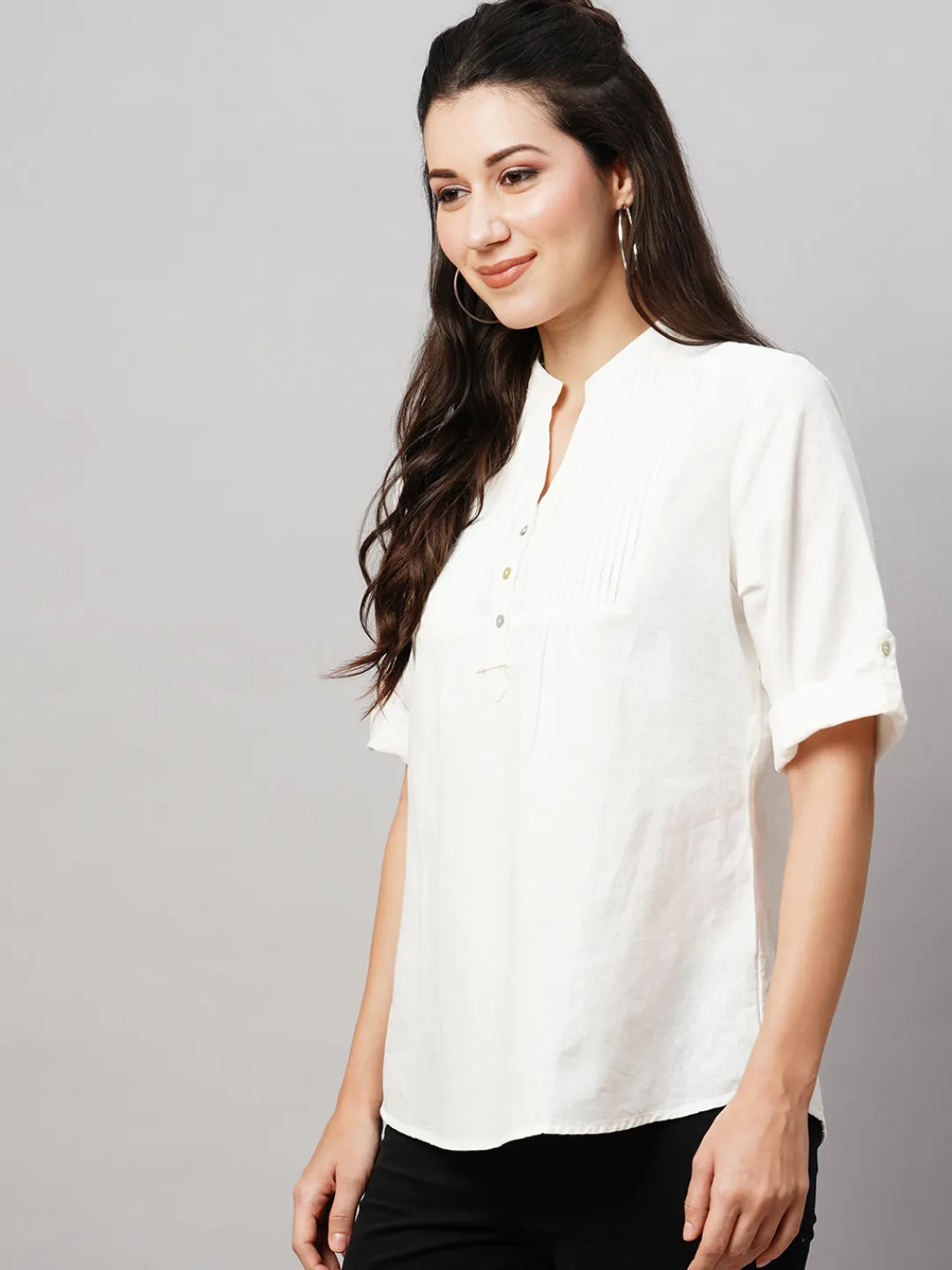 Women Cottonworld Tops & Shirts | Tops & Shirts^Women's 100% Linen Regular Fit Blouse