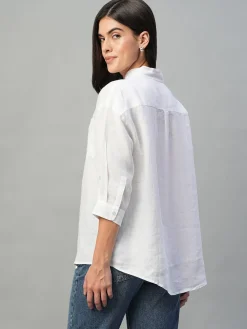 Women Cottonworld Tops & Shirts | Tops & Shirts^Women's 100% Linen Regular Fit Blouse