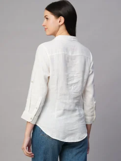 Women Cottonworld Tops & Shirts | Tops & Shirts^Women's 100% Linen Regular Fit Blouse