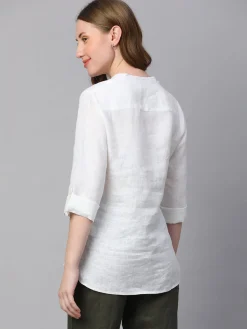 Women Cottonworld Tops & Shirts | Tops & Shirts^Women's 100% Linen Regular Fit Blouse