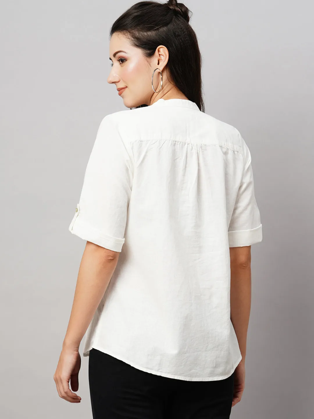 Women Cottonworld Tops & Shirts | Tops & Shirts^Women's 100% Linen Regular Fit Blouse