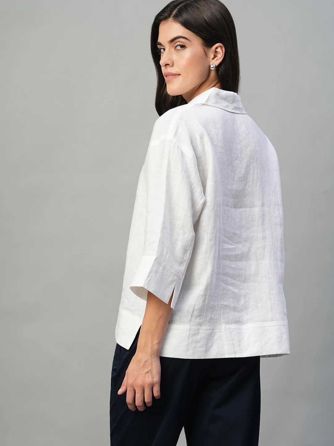 Women Cottonworld Tops & Shirts | Tops & Shirts^Women's 100% Linen Regular Fit Blouse