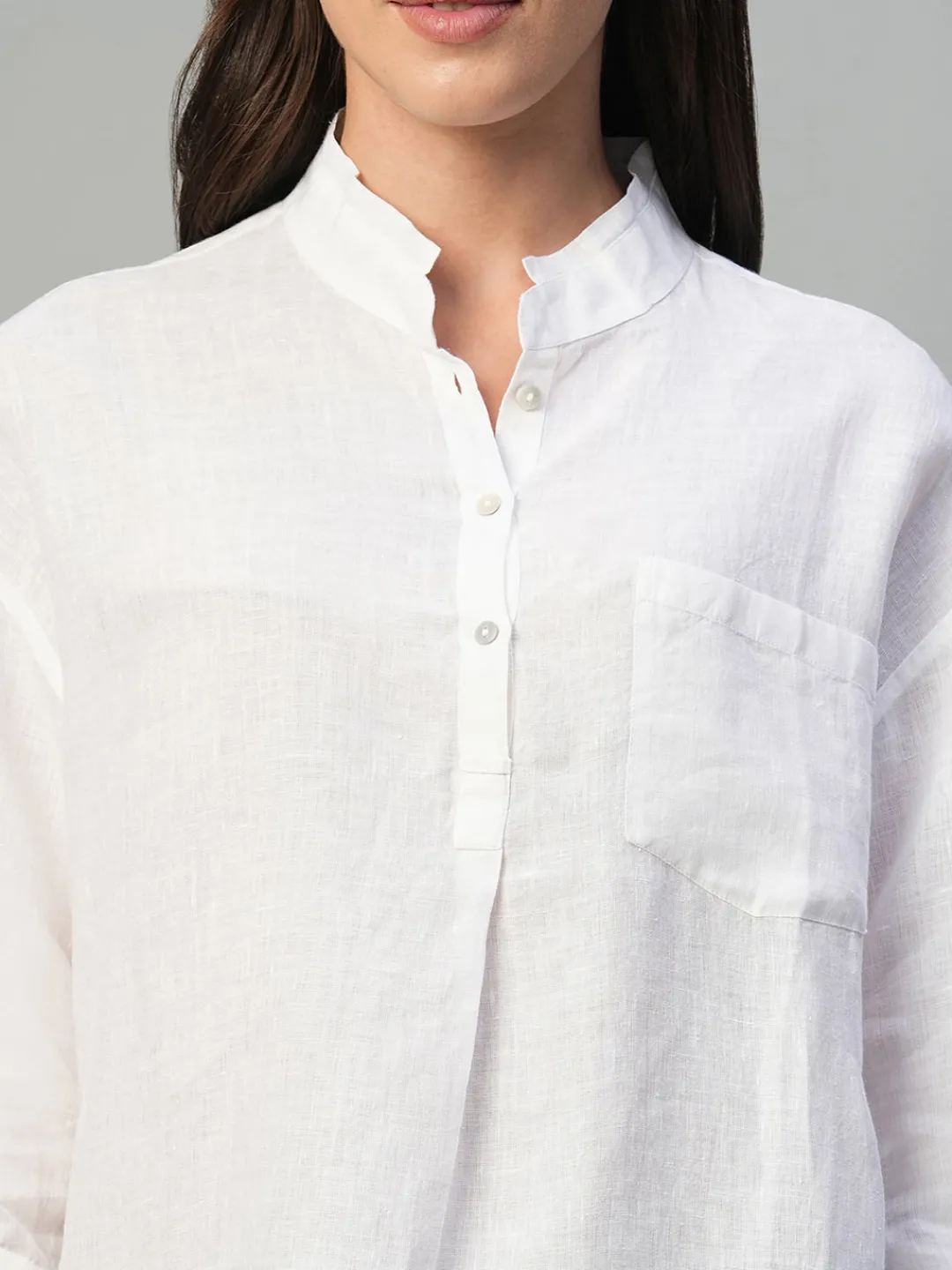 Women Cottonworld Tops & Shirts | Tops & Shirts^Women's 100% Linen Regular Fit Blouse