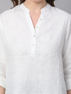 Women Cottonworld Tops & Shirts | Tops & Shirts^Women's 100% Linen Regular Fit Blouse