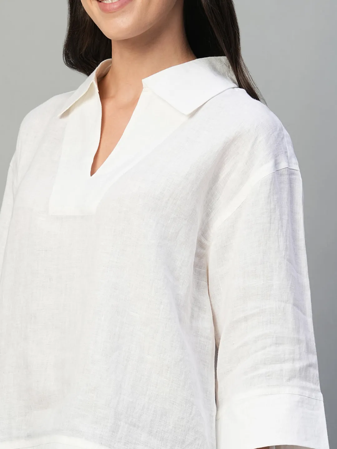 Women Cottonworld Tops & Shirts | Tops & Shirts^Women's 100% Linen Regular Fit Blouse