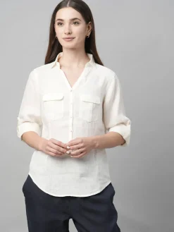 Women Cottonworld Tops & Shirts | Tops & Shirts^Women's Linen Regular Fit Blouse