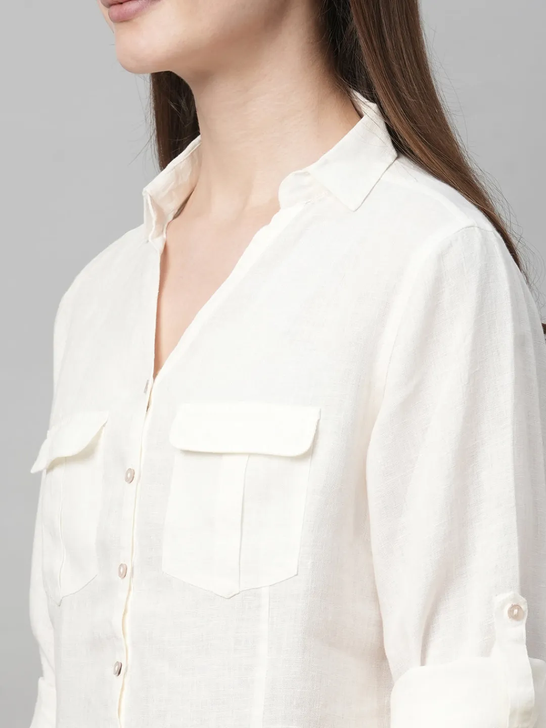 Women Cottonworld Tops & Shirts | Tops & Shirts^Women's Linen Regular Fit Blouse