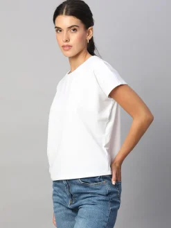 Women Cottonworld Women | Regular Fit^Women's Cotton Bamboo Elastane Regular Fit Tshirt