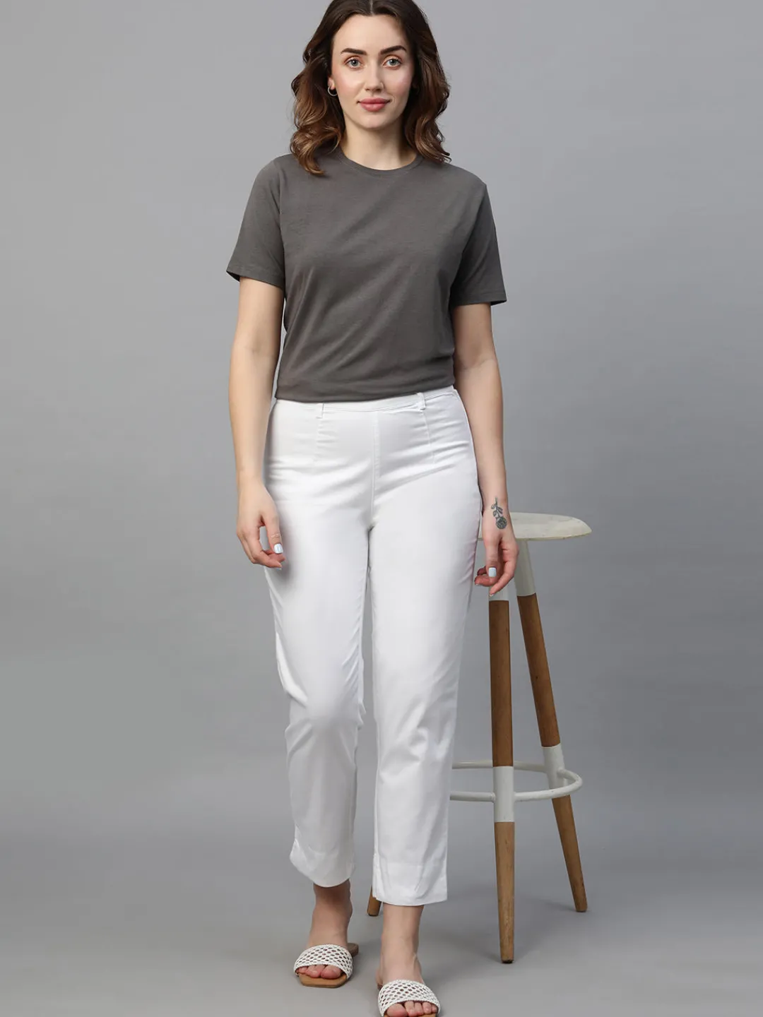 Women Cottonworld Trousers^Women's Cotton Elastane Regular Fit Pant