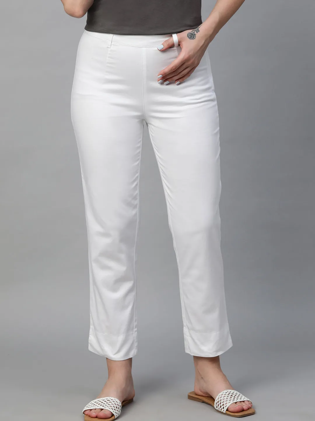 Women Cottonworld Trousers^Women's Cotton Elastane Regular Fit Pant
