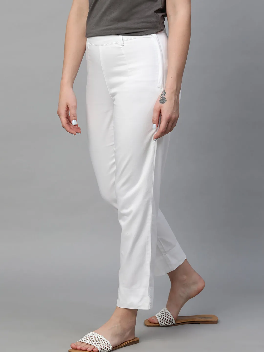 Women Cottonworld Trousers^Women's Cotton Elastane Regular Fit Pant
