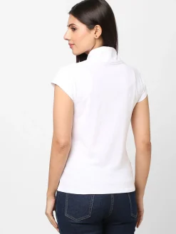 Women Cottonworld V-Neck^Women's Cotton Elastane Slim Fit Tshirt