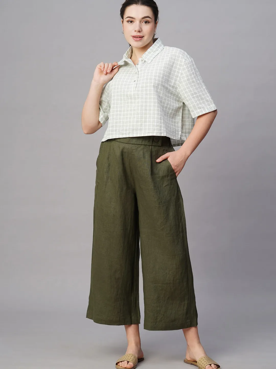 Women Cottonworld Tops & Shirts | Tops & Shirts^Women's Cotton Linen Boxy Fit Blouse