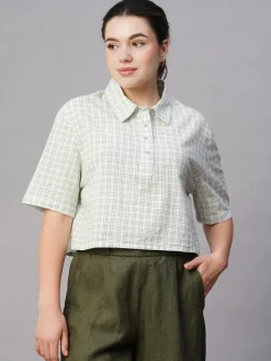 Women Cottonworld Tops & Shirts | Tops & Shirts^Women's Cotton Linen Boxy Fit Blouse