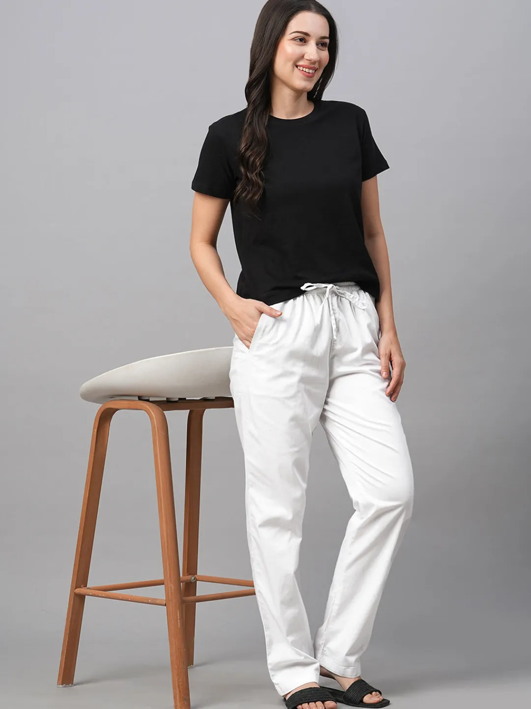 Women Cottonworld Trousers^Women's Cotton Lycra Regular Fit Pant